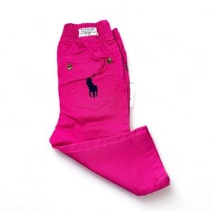 NWT Polo by Ralph Lauren Cotton blend baby girl pants Sz: 9M, Hot Pink
